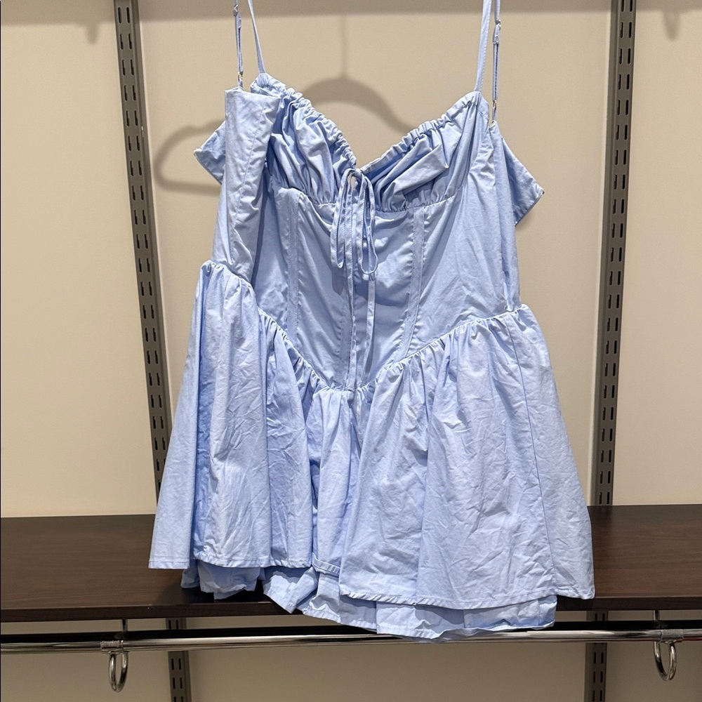 Altar'd State Light Blue Ruffled Blouse
